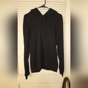 Everlane Waffle Knit Hoodie Black Organic Cotton NWT Size Small